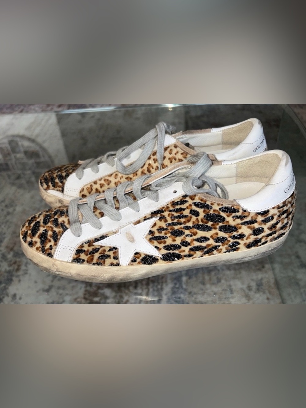 GOLDEN GOOSE SUPERSTARS LEOPARD FUR EMBELLISHED BlK CRYSTAL 38 - Picture 5 of 9